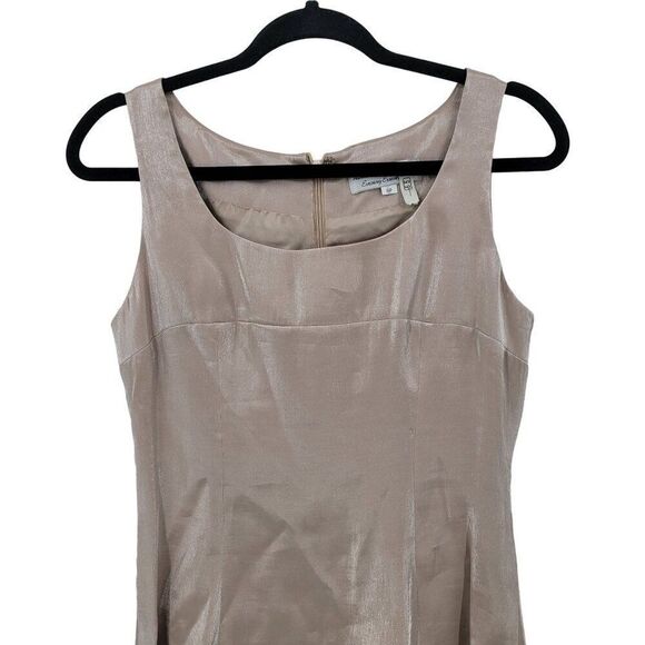 Vintage 80s Dress 6P Rose Gold Pink Cocktail Sleeveless Satin Sparkle Mini Glam - Picture 4 of 9